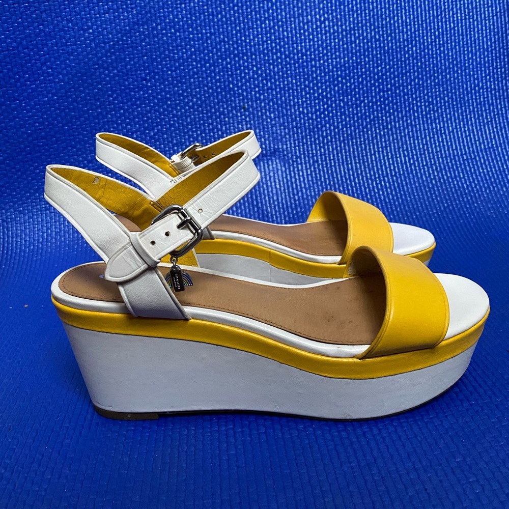 Coach Retro Cream and Yellow Platform Sandal